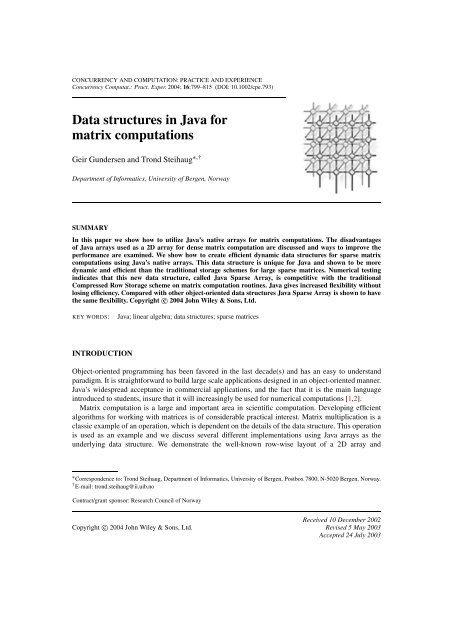 Data structures in Java for matrix computations