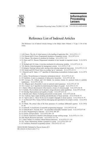 Reference List of Indexed Articles