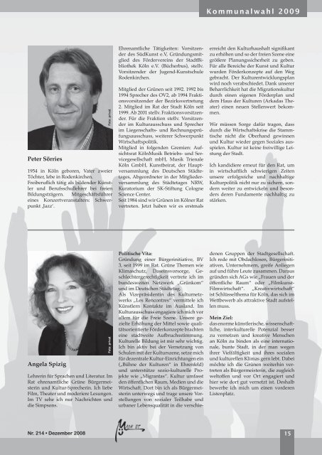 Nr. 214, Dezember 2008 - Bündnis 90/Die Grünen Kreisverband Köln