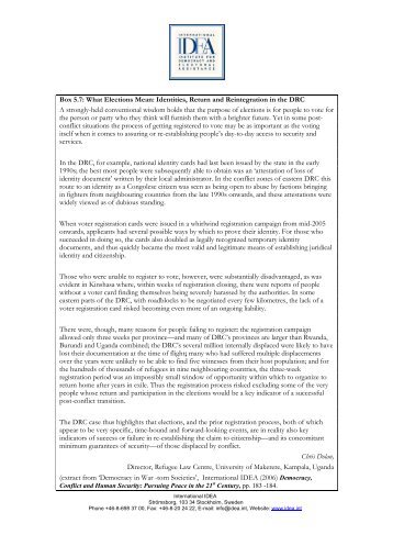 What Elections Mean: Identities, Return and ... - International IDEA