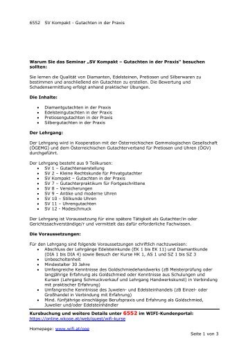6552 SV Kompakt - Gutachten in der Praxis Kursbuchung und ...