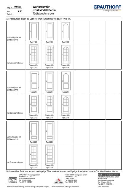 2.2 Wohnraumtür HGM Modell Berlin - Grauthoff