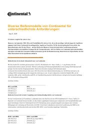 Diverse Reifenmodelle von Continental für unterschiedlichste ...