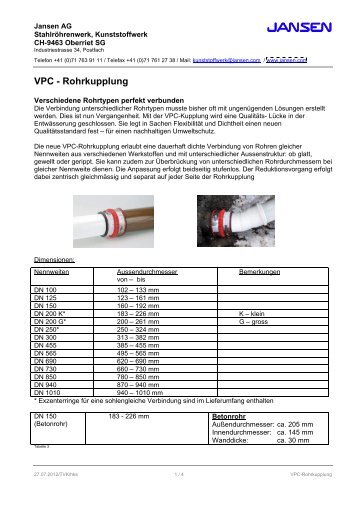 VPC - Rohrkupplung - Jansen.com