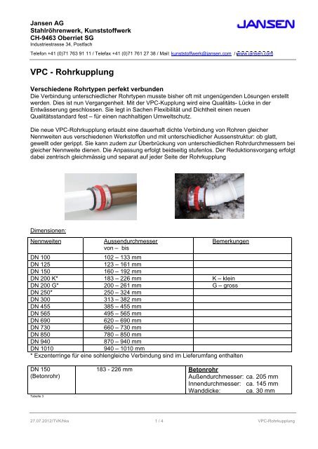 VPC - Rohrkupplung - Jansen.com