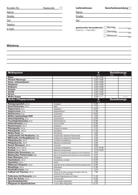 Bestellschein als PDF-Datei downloaden - Schönegger Käse-Alm