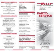 Fleischerei Holst Partyservice Flyer - Urlaub in Schleswig-Holstein