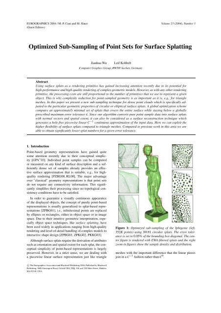 Optimized Sub-Sampling of Point Sets for Surface Splatting