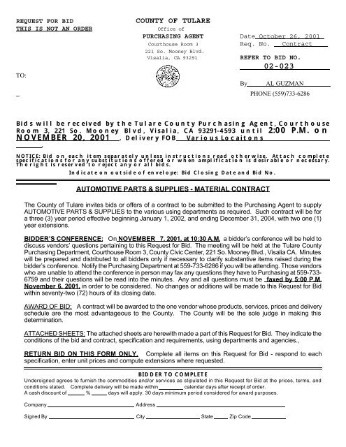 Govbids COUNTY OF TULARE
