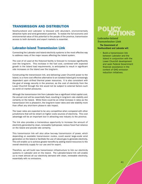 Energy Plan - Government of Newfoundland and Labrador