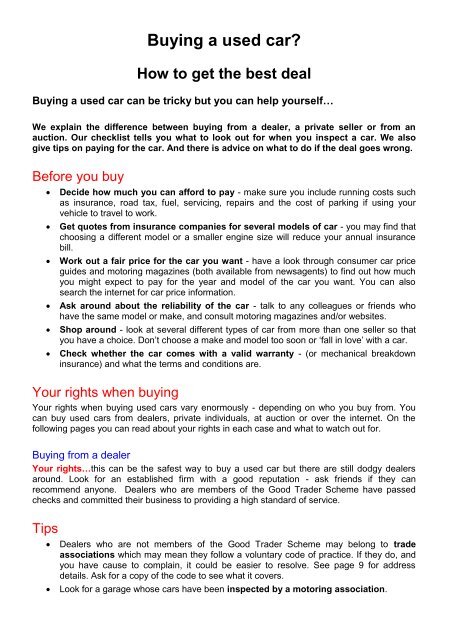 Buying a Used Car Isle of Man Government