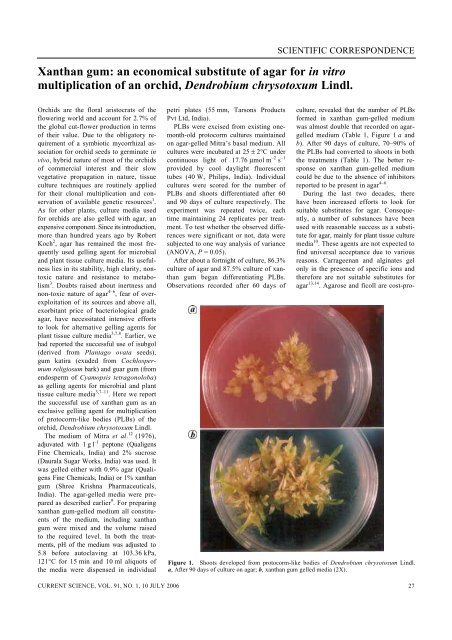 Xanthan gum: an economical substitute of agar for in vitro ... - IISc