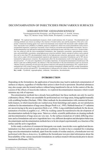 decontamination of insecticides from various surfaces