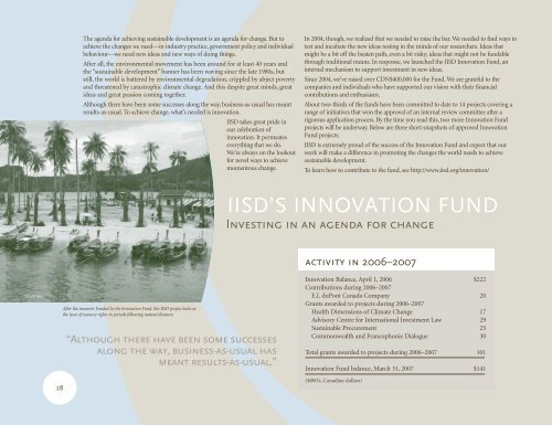 2006/2007 Annual Report - International Institute for Sustainable ...