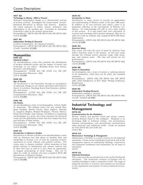 Undergraduate Bulletin - Illinois Institute of Technology