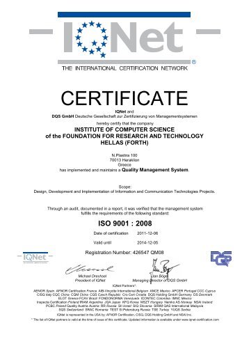 ISO 9001:2008 - ICS - Foundation for Research and Technology ...