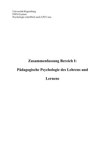 PÃ¤dagogische Psychologie des Lehrens und Lernens