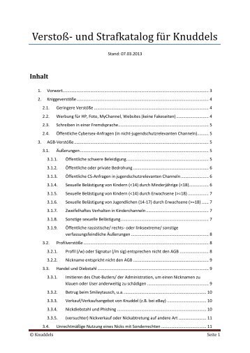 Verstoß- und Strafkatalog für Knuddels