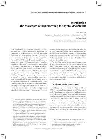 Introduction The challenges of implementing the Kyoto Mechanisms