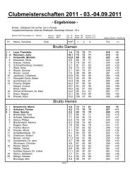 PC CADDIE, Clubmeisterschaften 2011 - Berliner Golf Club Gatow eV