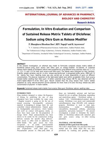 Formulation, In Vitro Evaluation and Comparison of ... - ijapbc