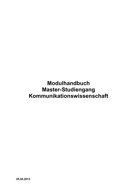 Modulhandbuch Master-Studiengang Kommunikationswissenschaft