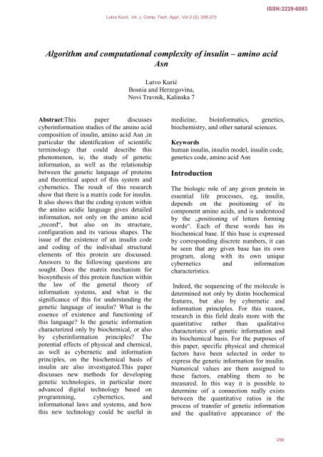 amino acid Asn - International Journal of Computer Technology and ...