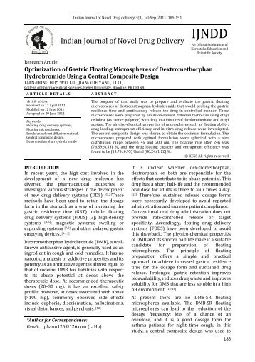 Optimization of Gastric Floating Microspheres of Dextromethorphan ...