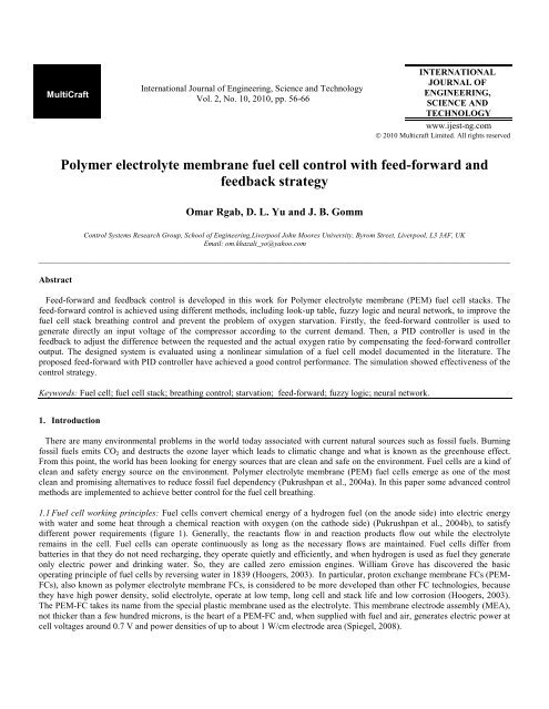 Polymer electrolyte membrane fuel cell control with feed-forward ...