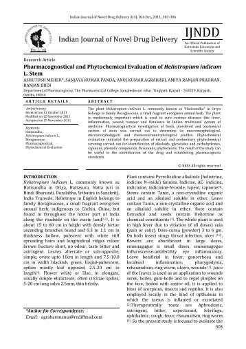 Pharmacognostical and Phytochemical Evaluation of Heliotropium ...