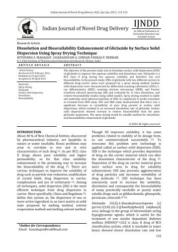 Dissolution and Bioavailability Enhancement of Gliclazide by ...