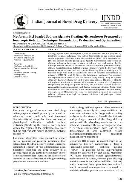 Metformin Hcl Loaded Sodium Alginate Floating Microspheres ...