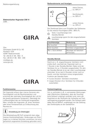 Elektronischer Hygrostat 230 V - Download - Gira