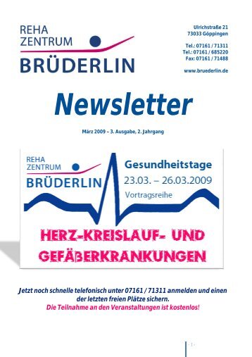 Newsletter - Reha Zentrum Brüderlin