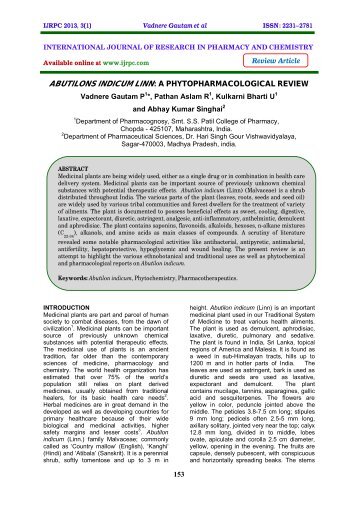 abutilons indicum linn: a phytopharmacological review - ijrpc