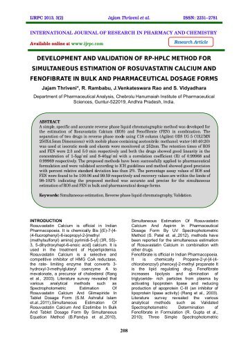 development and validation of rp-hplc method for ... - ijrpc