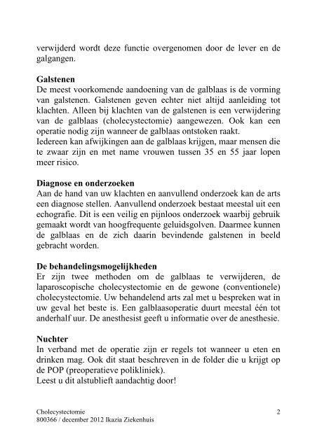 Galblaas verwijderen - Ikazia Ziekenhuis