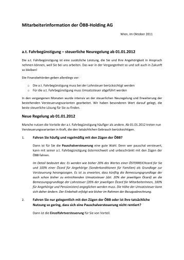 Mitarbeiterinformation der ÃBB-Holding AG - IKT Betriebsrat