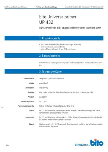 Technisches Datenblatt UP 432 - Bito AG