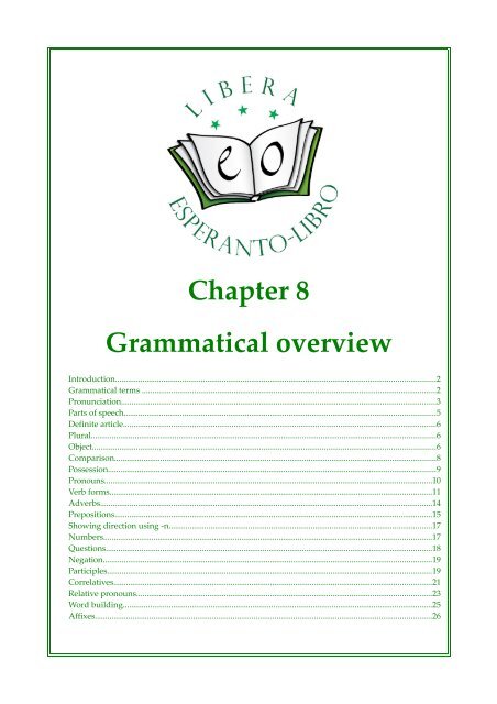 Chapter 8 Grammatical overview