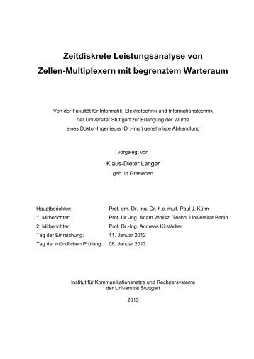 Zeitdiskrete Leistungsanalyse von Zellen-Multiplexern mit ...