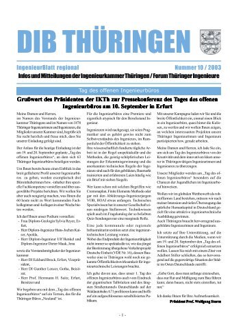 Landesbeilage Thüringen zum DIB 10/2003 - Ingenieurkammer ...