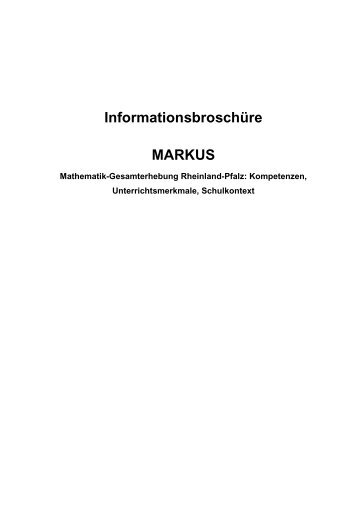 Informationsbroschüre MARKUS - Universität Koblenz · Landau