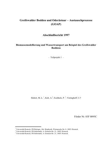 Modellierung der Biomasseentwicklung unter dem ... - IKZM-Oder