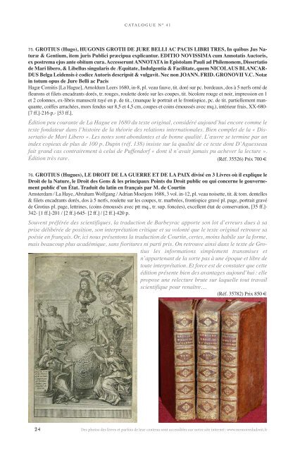 Catalogue nÂ° 41 - Librairie La Memoire du Droit