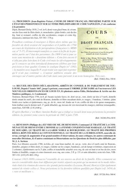 Catalogue nÂ° 41 - Librairie La Memoire du Droit