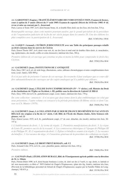 Catalogue nÂ° 41 - Librairie La Memoire du Droit