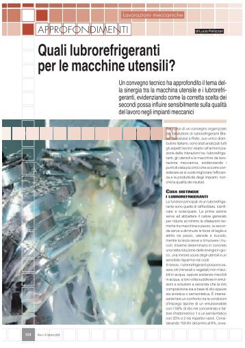 Quali lubrorefrigeranti per le macchine utensili?