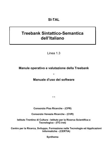 Treebank Sintattico-Semantica dell'Italiano - Istituto di Linguistica ...
