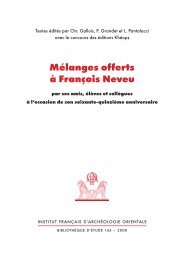 MÃ©langes offerts Ã  FranÃ§ois Neveu par ses amis, Ã©lÃ¨ves et ... - Ifao